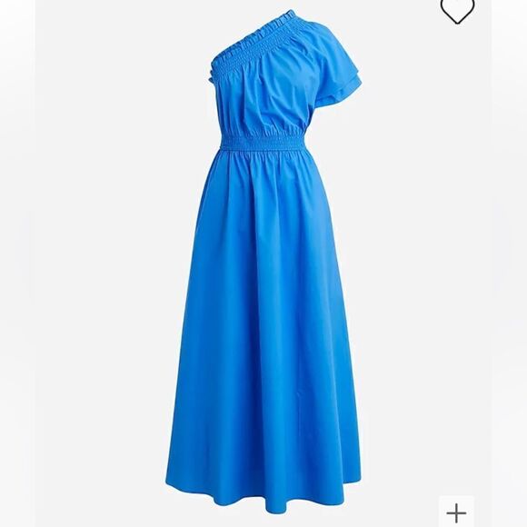 J. Crew Smocked one-shoulder dress in cotton poplin - Picture 1 of 4